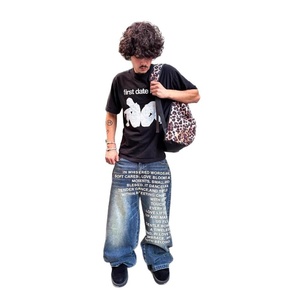 <span class=keywords><strong>Jeans</strong></span> da <span class=keywords><strong>Uomo</strong></span> Personalizzati con Stampa, Denim <span class=keywords><strong>Baggy</strong></span> Streetwear, Grafica All-Over, Gamba Dritta, Stile Hip Hop Vintage - Product Image 4