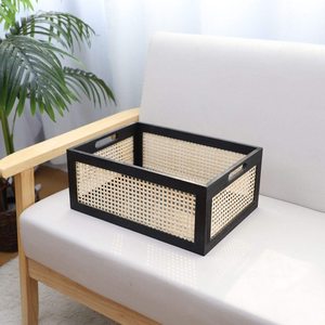 <span class=keywords><strong>Cesta</strong></span> de Almacenamiento de Mimbre Negro con Asas, Caja Decorativa de Mimbre Estilo Boho, Organizador Artesanal para Cocina y Despensa - Product Image 5
