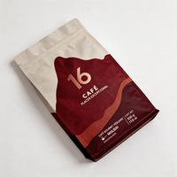 Sachet Doypack en aluminium à fond plat, scellé sur huit côtés, avec valve anti-humidité et fermeture éclair, pour grains de café, personnalisable, 125G-250G-500G-1Kg