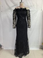 Robe de soirée sirène en cachemire noir, épaules dénudées, luxe léger, élégante, pour l'été, pour les banquets et les événements mondains