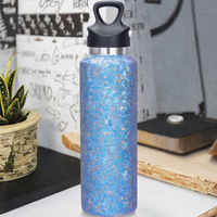 Botol Air Titanium 20 Oz Dinding Ganda Terisolasi, Tutup Flip, Vacuum Flask Portabel dengan Tali Bawa, Hadiah untuk Olahraga