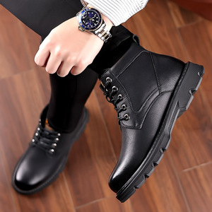 <b>Men</b> Winter Warm Fleece Lined High Top Leather Snow <b>Boots</b> Anti Slip <b>Work</b> <b>Boot</b> Martin Style - Product Image 2