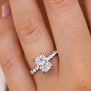 Custom Made 10K Solid Gold 3Ct Radiant Cut Lab Grown Diamond <b>Ring</b> IGI Certified VVS Engagement Wedding Jewelry - Product Image 3