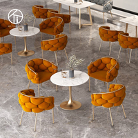 Ensemble de salle à manger moderne en velours, chaises de restaurant, table et chaises de salle à manger, chaises et table de café pour hôtel, salon
