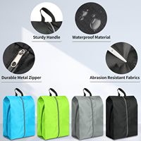 Vente en gros personnalisée sacs à poussière étanches pour chaussures de sport de voyage sac organisateur de rangement pour chaussures de voyage en nylon portable noir avec fermeture éclair