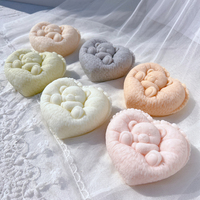 Ours endormi en forme de coeur bougie moule saint valentin idée cadeau ours Silicone moule décor à la maison cadeau de mariage