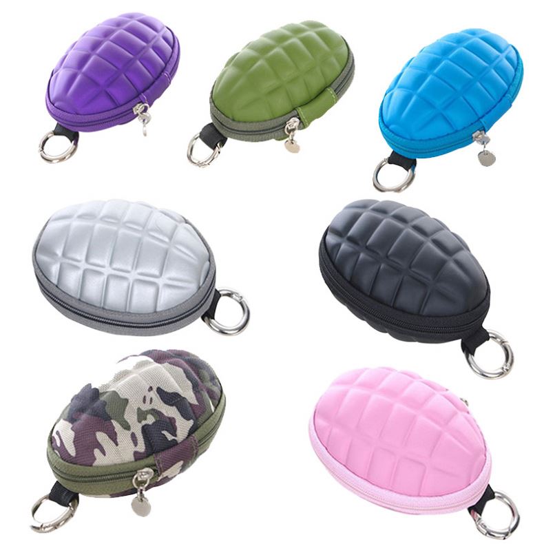 2020 Multifunctional Grenade Shaped Car Keys Wallets Pu Leather Hand Zipper Coin Purse Pouch Bag Keychain Holder Case Popular