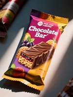 Film d'emballage plastique imprimé sur mesure, soudure arrière, sachets pour en-cas, bonbons, barres chocolatées, pour l'emballage alimentaire automatique