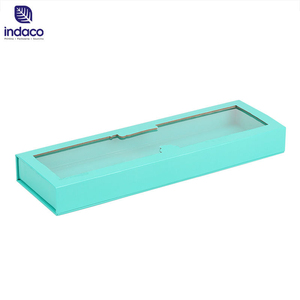 Boîte d'emballage personnalisée en bleu avec fenêtres en PVC, boîte cadeau, boîte en papier aimantée, boîte holographique - Product Image 4