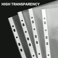 Lot de 100 pochettes transparentes A4 en PP, 11 trous, pochettes de classement robustes, épaisseur 0,065 mm, pochettes écologiques pour documents