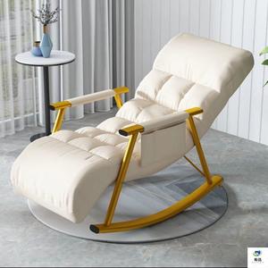 Fauteuil à bascule pour adulte, fauteuil inclinable avec structure métallique et rembourrage en mousse, chaise de balcon, chaise de détente à domicile, canapé simple - Product Image 3