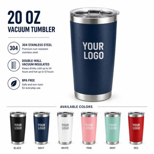 Custom Logo 20oz Vacuum Insulated Tumbler 304 Stainless Steel Travel Mug with Straw and Leak Proof Lid For <b>Hot</b> and Cold <b>Drinks</b> - Product Image 1