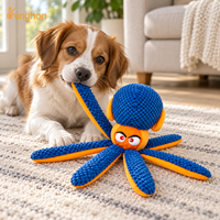 Kinghon Long Luxury Cartoon Plush Octopus Dog Toy Vocal Tug of War Interactive for Boredom Relief Medium Large Dogs