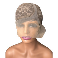 Wig rambut pendek lurus model SX, rajutan tangan, diperm dan diwarnai, gaya belahan samping, full headpiece.