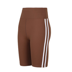 Shorts de Yoga de Cintura Alta Negros con Rayas Blancas, Transpirables, Elásticos, de Spandex/Nylon, con Logotipo en la Cintura, para Correr y Hacer Ejercicio, para Mujer - Product Image 5