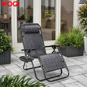 เก้าอี้พักผ่อนกลางแจ้ง Woqi Zero Gravity ปรับเอนได้ พร้อมหมอน พับเก็บได้ สีเทา - Product Image 1