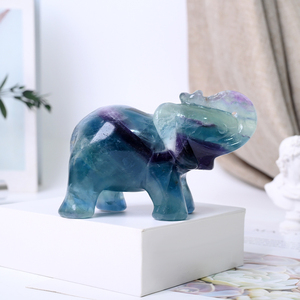 Venta al por Mayor de Piedras de Cristal Naturales Curativas, Tallados de Cristal Artesanales, Estatua de Elefante de Cristal de la Suerte para Decoración - Product Image 4