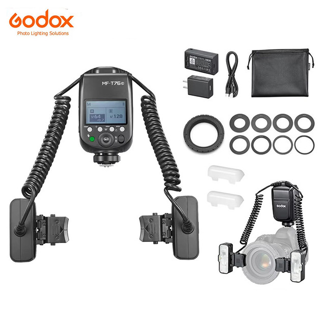 Godox MF-T76 C/N/S TTL Macro Twin Flash Dual Head Speedlite HSS 1.2s Recycle Godox X System for Canon/Nikon/Sony