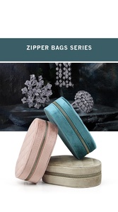 Nouvelle boîte à bijoux ovale de style européen simple et minimaliste pour le voyage - Boîte à bracelets avec logo personnalisé et fermeture éclair pour rangement - Product Image 5