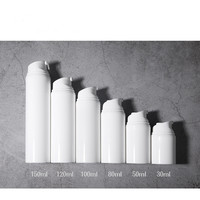 Bouteille de cosmétique en plastique, 30ml 50ml 80ml 100ml 120ml 150ml en porcelaine blanche sans air avec pompe à lotion