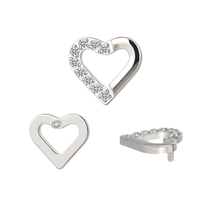 Wholesale 16G Internally Threaded Lip <b>Ring</b> Top <b>Helix</b> Earring Cute Titanium CZ Pave Half Heart for Children's Weddings - Product Image 3