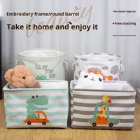 Panier de rangement en tissu de style minimaliste transfrontalier, motif animal de dessin animé, boîte de rangement pour vêtements, organisateur de linge sale