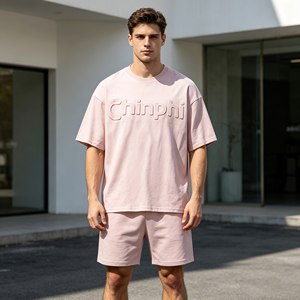 Camiseta de hombre de 350 g/m², 100 % algodón, tejido suave y holgado, con estampado en relieve, cuello redondo. - Product Image 1