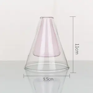 Casa mantendo garrafa de aroma de vidro duplo produzido de fábrica difusor de cana de aromaterapia difusor de aroma de pino triangular