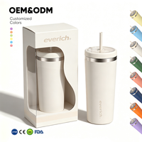 Gobelet de voyage réutilisable en acier inoxydable sans BPA, étanche, portable, 24 oz, transparent, à double paroi, avec silicone pour maintien thermique