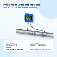 Alat Ukur Aliran Panas Ultrasonik Tipe Jepit yang Dipasang di Dinding dengan Sensor Suhu PT100 Opsional