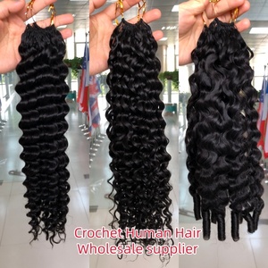 Extensiones de Cabello Humano Pre-separadas con Ondas Profundas, Tipo Pluma, <span class=keywords><strong>para</strong></span> Crochet, Sin Nudos, <span class=keywords><strong>Rizado</strong></span> Birmano, Cabello a Granel al por Mayor <span class=keywords><strong>para</strong></span> <span class=keywords><strong>Trenzas</strong></span> - Product Image 3