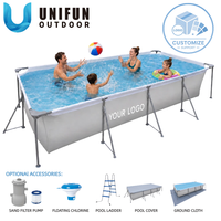 Piscine familiale rectangulaire en acier, grande piscine hors sol pour jardin, ensemble de piscine extérieure
