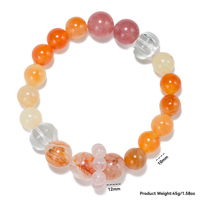 Bracelets extensibles en pierres précieuses Kunzite de 12 mm pour femmes, quartz rose naturel de Madagascar, perles d'eau douce, bracelet en perles de cristal