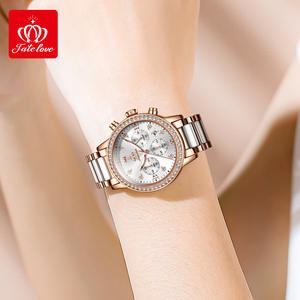 Reloj de Moda FATE Love FL9933 para Mujer y Conjunto de Collar y Pulsera, Reloj de Cuarzo para Mujer con Correa de Acero Inoxidable y Cerámica de Alta Calidad - Product Image 3