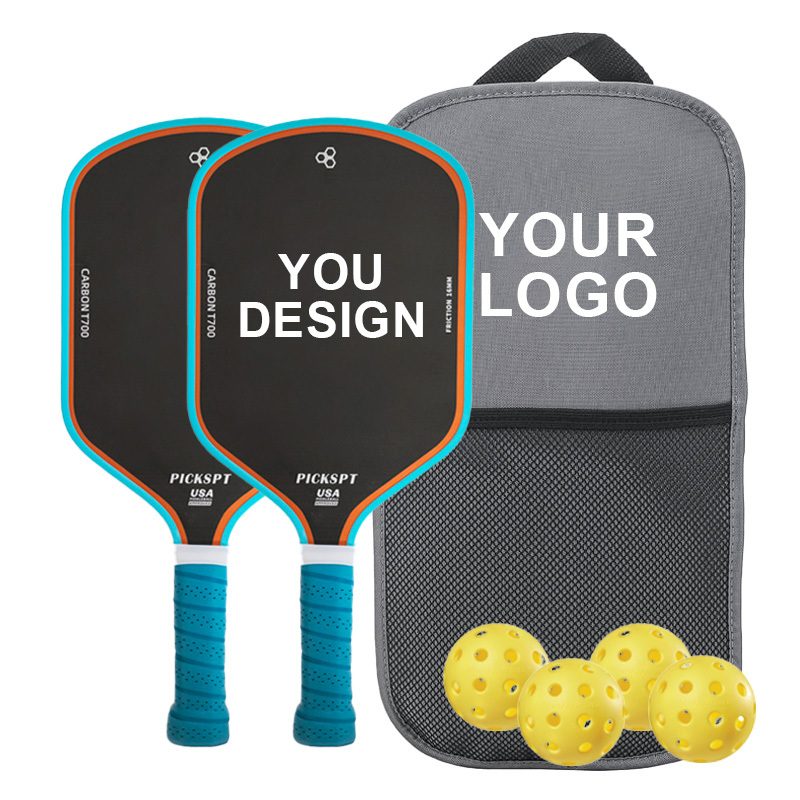 Custom LOGO Fiberglass Pickleball Paddle With Carbon Fiber Surface Pickleball Paddle Set 2 Paddles 4 Balls 1bag USAPA Approval