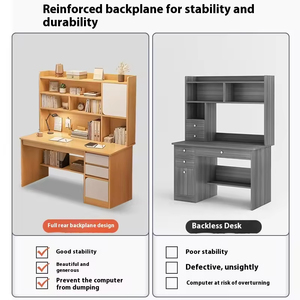 Escritorio Moderno y Sencillo para Dormitorio, Escritorio Integrado para Computadora, Estantería para Libros, Almacenamiento Modular, Cubierta Extraíble, Mesa de Estudio para el Hogar - Product Image 6