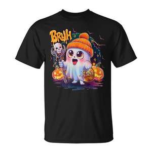 Camiseta de Halloween con diseño de fantasma para niños, unisex, de manga corta, cuello redondo, de algodón, para fiestas, con estampado digital - Product Image 1