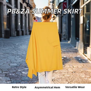 PB&ZA Wholesale Summer New Arrivals Vintage Natural <b>Woolen</b> Fashionable Versatile commuter Asymmetrical Hem Midi <b>Skirt</b> Pocket - Product Image 2