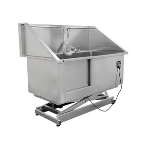 Bañera de Acero Inoxidable para Perros con Elevación Eléctrica, Estación de Lavado para Mascotas Grandes y Pequeñas 1298x740x1150-1830mm - Product Image 1