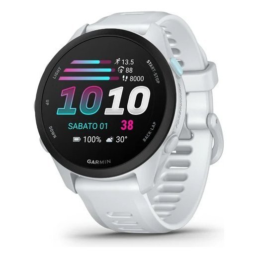 Garmin Forerunner 70 Whitestone Smartwatch 43mm AMOLED Display Silicone Magnetic GPS 11-30 Days Battery Life 5 ATM Waterproof