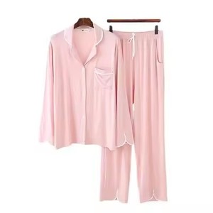2025 venta al por mayor acogedor <span class=keywords><strong>2</strong></span> piezas Modal algodón bambú ropa de dormir manga larga cordón Pijamas Pjs pijamas conjunto de pijamas para mujeres - Product Image 4