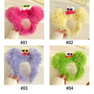 Nueva banda de pelo de monstruo divertido de dibujos animados Big Eys Cute Plush Wash Face Hair Ties Individualidad Long Hairy Fuzzy Party Accesorios para el <span class=keywords><strong>cabello</strong></span> - Product Image 5