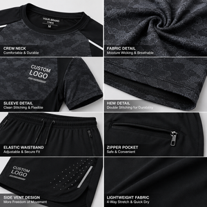 เสื้อยืดออกกำลังกายผู้ชายแบบรัดรูป ซับเหงื่อ ระบายอากาศดี เหมาะสำหรับฟิตเนสและฝึกซ้อม รับผลิตแบบ OEM พร้อมสกรีนโลโก้ - Product Image 3