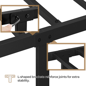 Cadres de <span class=keywords><strong>lit</strong></span> en métal robustes, sommier plateforme en métal avec tête de <span class=keywords><strong>lit</strong></span> au design inspiré des nuages, grand espace de rangement sous le <span class=keywords><strong>lit</strong></span> - Product Image 3