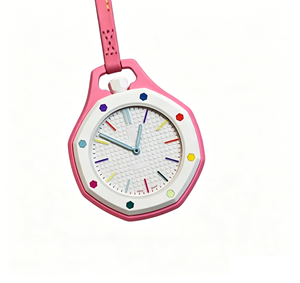 Octagonal Pendant Quartz Watch <b>Leather</b> Strap Quartz Movement Pocket Watch <b>Lanyard</b> Necklace Style Portable Fashion Hanging Clock - Product Image 2