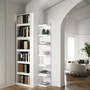 خزانة كتب فاخرة للمنزل أثاث خزانة خشب البلوط الأوروبية الإيطالية والجوز الفرنسي الصلبة - Product Image 6