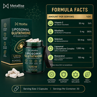 MetaRise Glutathion Liposomal 1000mg Capsules Molles Antioxydant Complément Alimentaire avec Resvératrol 60g Poids Net