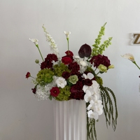 Set Meja Makan Dekorasi Kamar Mandi Bunga Amaranth Burgundy Dekorasi Pernikahan Centerpieces Bunga Anthurium Bunga Buatan Buket