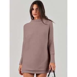FOXA Women Oversized <b>Turtleneck</b> <b>Sweater</b> Dress Long Sleeve Loose Knit Casual Autumn Outfit Full Sleeve Anti Pilling - Product Image 3