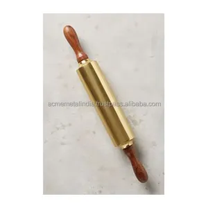 Metal Rolling Pin With Wooden Handle Stainless Steel Rolling Pin Gold Plated Kitchen Tabletop Tools Utensils Rolling Pins